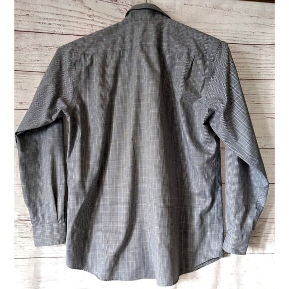 Eddie Bauer Men's Shirt Gray Tall Wrinkle Resistant Button Down Plaid Cotton L - Picture 2 of 10